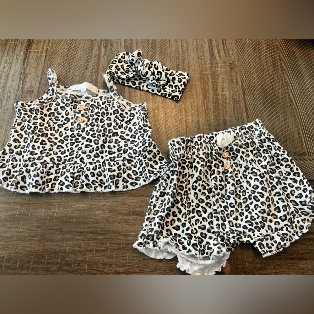 Rachel Zoe babygirl 24m matching leopard tank short set